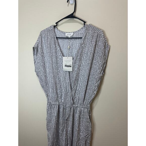 Bohme NWT Sz S Pebble Print Surplice Jumpsuit Gray White Womens - Picture 3 of 7